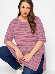 Yours Curve Red Striped Oversized Top - Image 3 of 4