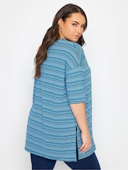 Yours Curve Blue Striped Oversized Top - Image 3 of 4