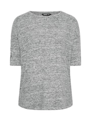 Yours Curve Grey Marl Button Sleeve Soft Touch Top - Image 5 of 5