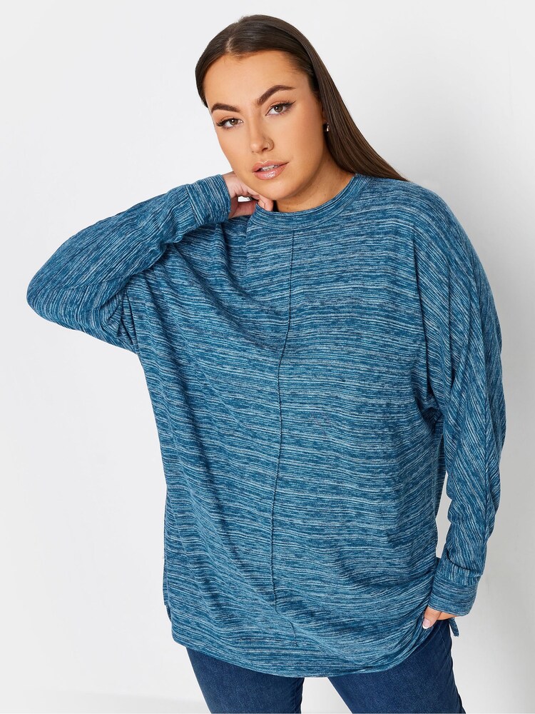 Mittelblau - Yours Curve Weicher Pullover mit Ziernähten vorne - Bild 1 von 4 Mittelblau - Yours Curve Weicher Pullover mit Ziernähten vorne - Bild 1 von 4