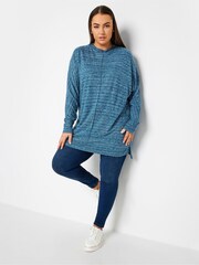 Yours Curve Mid Blue Front Seam Soft Touch Jumper - Image 2 of 4