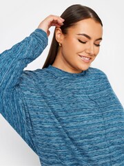 Yours Curve Mid Blue Front Seam Soft Touch Jumper - Image 4 of 4