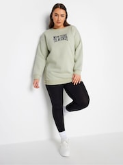 Yours Curve Green 'New York' Slogan Sweatshirt - Image 3 of 4