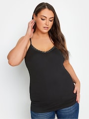 Yours Curve Black & White Lace Cami Tops 2 Pack - Image 2 of 5