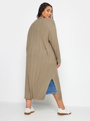 Yours Curve Natural Longline Ribbed Cardigan - Image 3 of 4