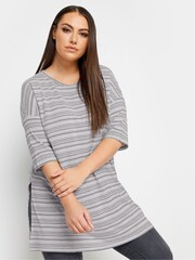 Yours Curve White Striped Oversized Top - Image 1 of 4