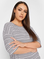 Yours Curve White Striped Oversized Top - Image 4 of 4