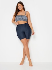 Yours Curve Blue High Waist Swim Shorts - Image 2 of 4