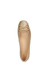 Dune London Gold Heights Flexible Sole Woven Leather Ballerina Flat Shoes - Image 5 of 6