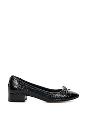 Dune London Black Chrome Block Heel Hollies Ballerina Shoes - Image 5 of 8
