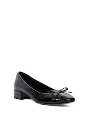 Dune London Black Chrome Block Heel Hollies Ballerina Shoes - Image 7 of 8