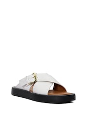 Dune London White Liquorice Buckle Cross Strap Sandals - Image 4 of 6