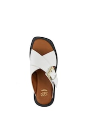 Dune London White Liquorice Buckle Cross Strap Sandals - Image 6 of 6