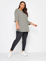 Yours Curve Grey Button Sleeve Soft Touch Top - Image 2 of 4