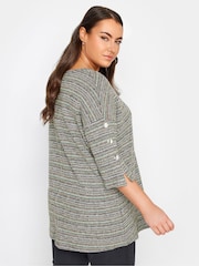 Yours Curve Grey Button Sleeve Soft Touch Top - Image 3 of 4