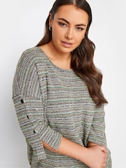 Yours Curve Grey Button Sleeve Soft Touch Top - Image 4 of 4