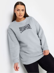 Yours Curve Grey 'New York' Slogan Sweatshirt - Image 1 of 4