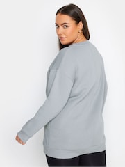 Yours Curve Grey 'New York' Slogan Sweatshirt - Image 2 of 4