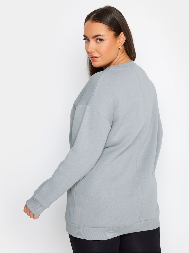 Yours Curve Grey 'New York' Slogan Sweatshirt - Image 2 of 4