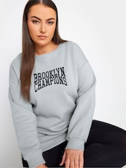 Yours Curve Grey 'New York' Slogan Sweatshirt - Image 4 of 4