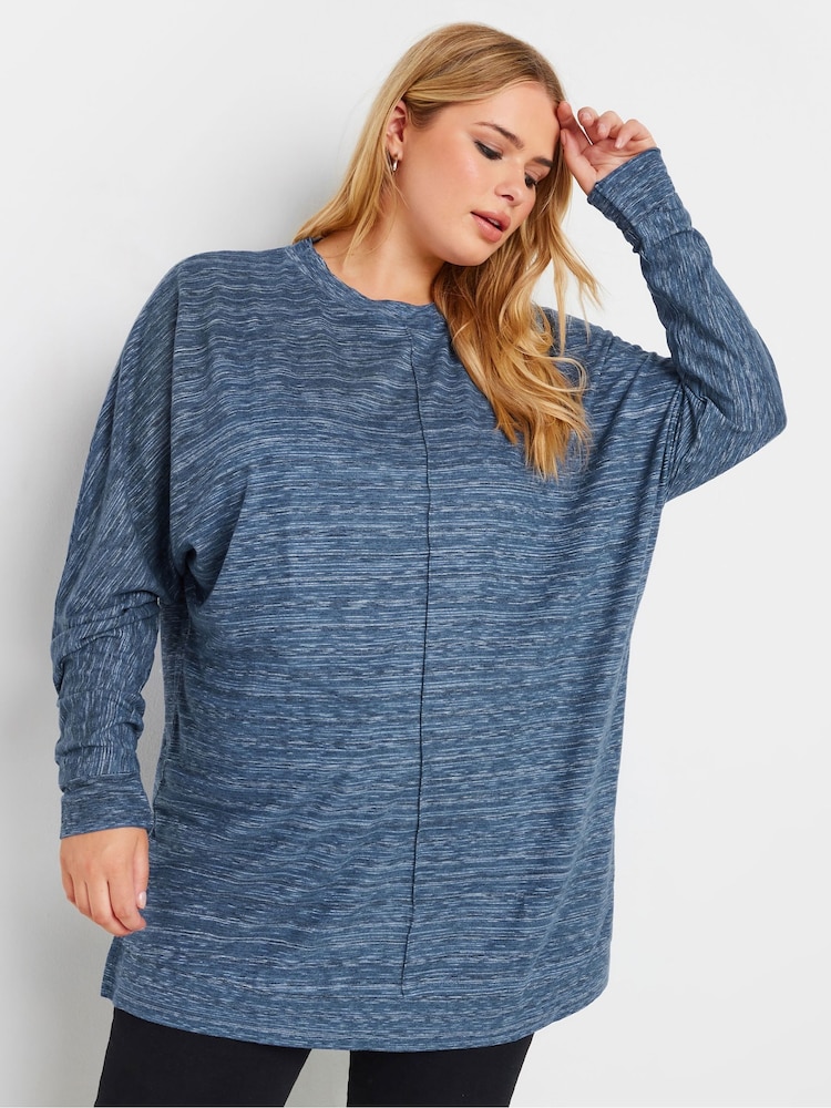 Yours Curve Blue Front Seam Soft Touch Jumper - Image 1 of 4