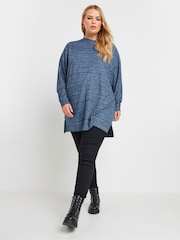Yours Curve Blue Front Seam Soft Touch Jumper - Image 2 of 4