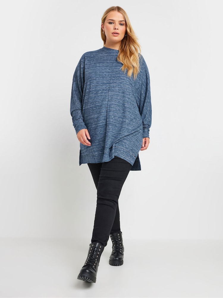Yours Curve Blue Front Seam Soft Touch Jumper - Image 2 of 4