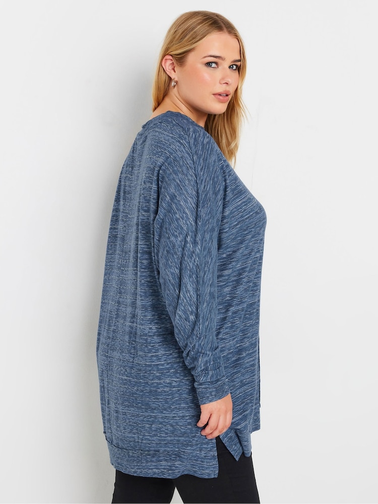 Yours Curve Blue Front Seam Soft Touch Jumper - Image 3 of 4