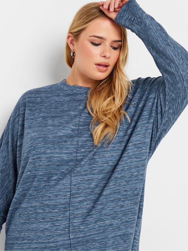 Yours Curve Blue Front Seam Soft Touch Jumper - Image 4 of 4