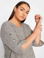 Yours Curve Pink Button Sleeve Soft Touch Top - Image 4 of 4
