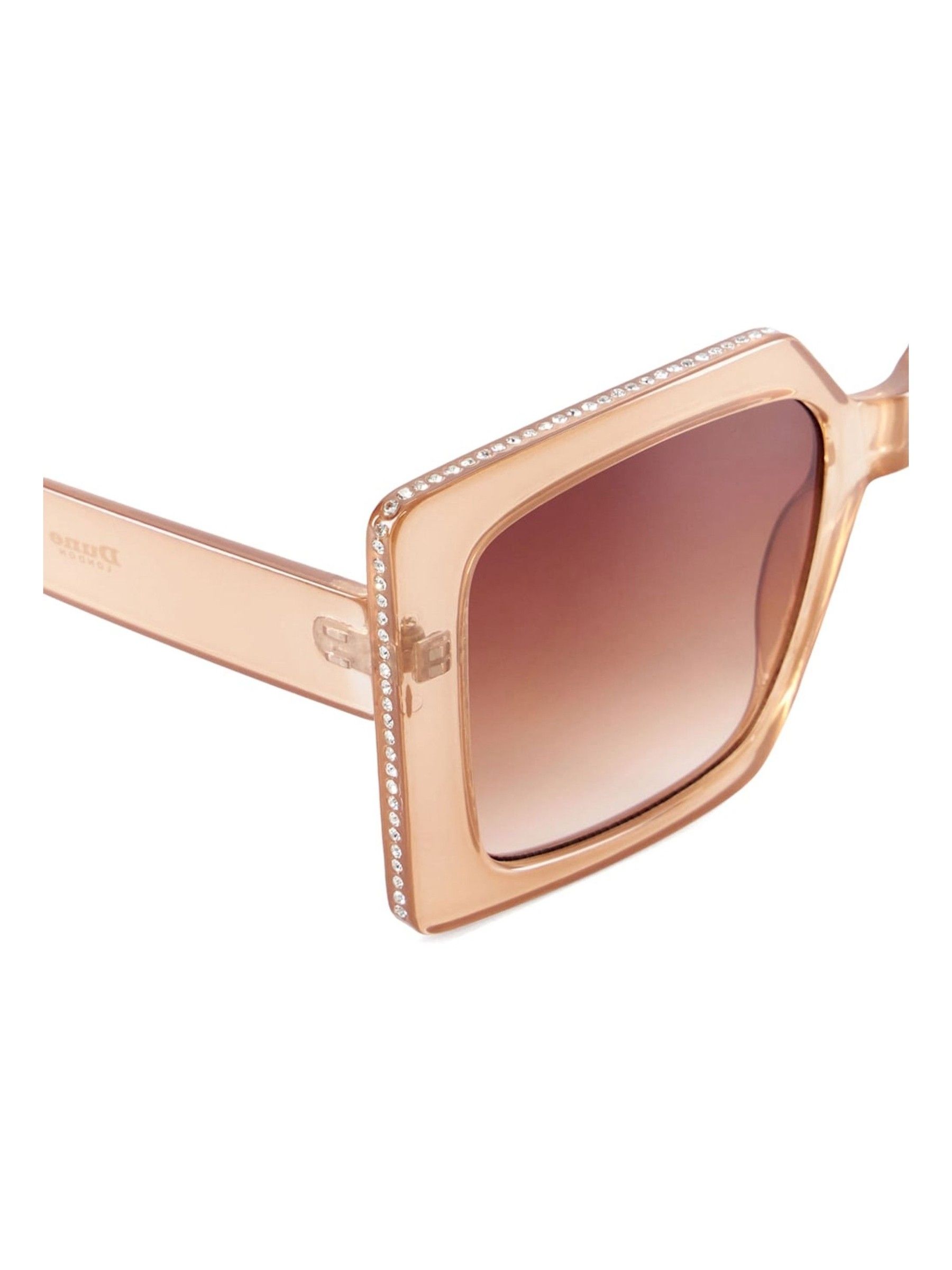 Buy Dune London Pink Glitzy Diamanté Rectangular Sunglasses from