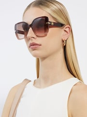 Dune London Pink Oversized Galaxy Overlay Lens Sunglasses - Image 1 of 4