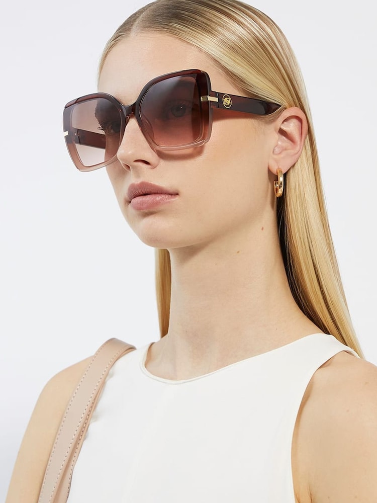 Dune London Pink Oversized Galaxy Overlay Lens Sunglasses - Image 1 of 4
