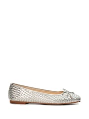 srebrna (barva); srebro - Dune London Heights Flexible Sole Woven Leather balerinke čevlji s plosko peto/brez pete čevlji - Slika 3 iz 6