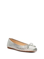 srebrna (barva); srebro - Dune London Heights Flexible Sole Woven Leather balerinke čevlji s plosko peto/brez pete čevlji - Slika 4 iz 6
