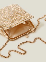 Angels By Accessorize Cream Girls Pearl Clip Frame Bag - Image 3 of 3