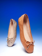 rjava - Dune London Heights Flexible Sole Woven Leather balerinke čevlji s plosko peto/brez pete čevlji - Slika 2 iz 4