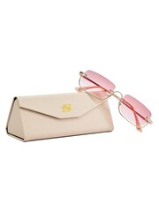 Dune London Gold Glanville Slim Metal Rectangle Sunglasses - Image 4 of 4