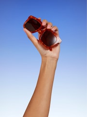 Dune London Brown Guessing Acetate Chunky Glam Sunglasses - Image 1 of 4