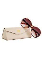 Dune London Animal Print Gernada Etched Metal Temple Sunglasses - Image 4 of 4