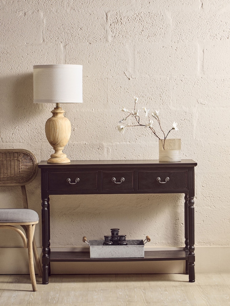 Interiors by Premier Black Heritage Three Drawer Vintage Console Table - Image 1 of 6 Interiors by Premier Black Heritage Three Drawer Vintage Console Table - Image 1 of 6