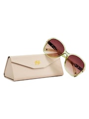 Dune London Green Print Gernada Etched Metal Temple Sunglasses - Image 3 of 4