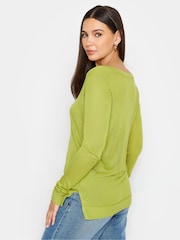 Yours Curve Green LTS Tall Fine Knit V-Neck Jumper - Image 3 of 4