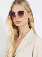 Dune London Gold Gilded Twisted Metal Frame Sunglasses - Image 1 of 4