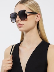 Dune London Animal Gabby Oversized Retro Square Frame Sunglasses - Image 1 of 4
