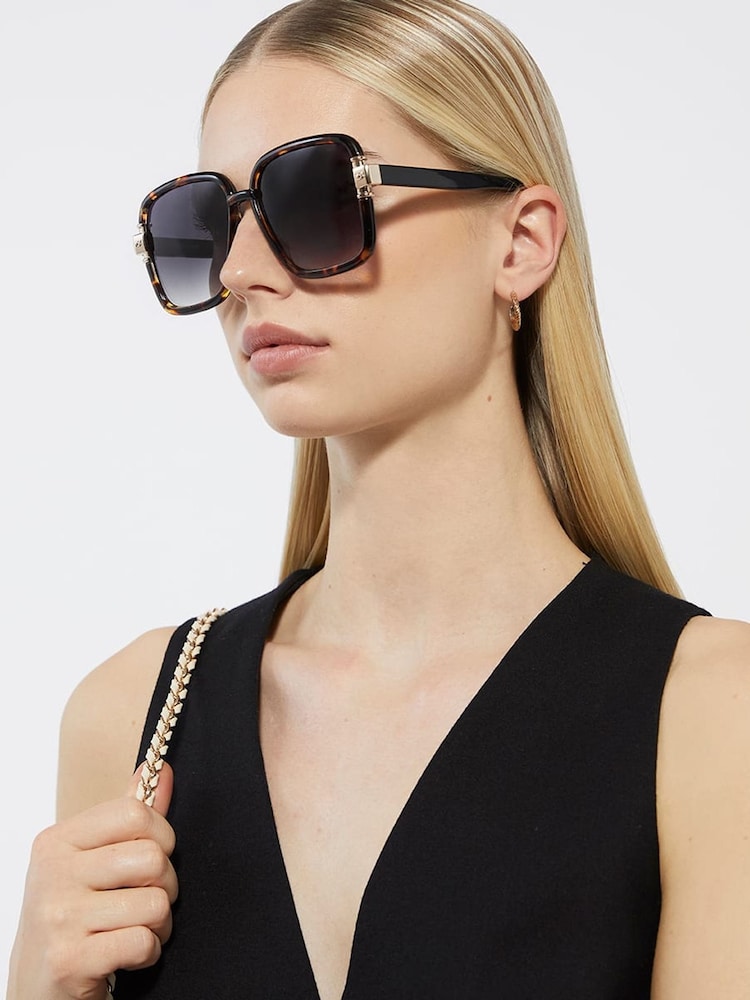Dune London Animal Gabby Oversized Retro Square Frame Sunglasses - Image 1 of 4