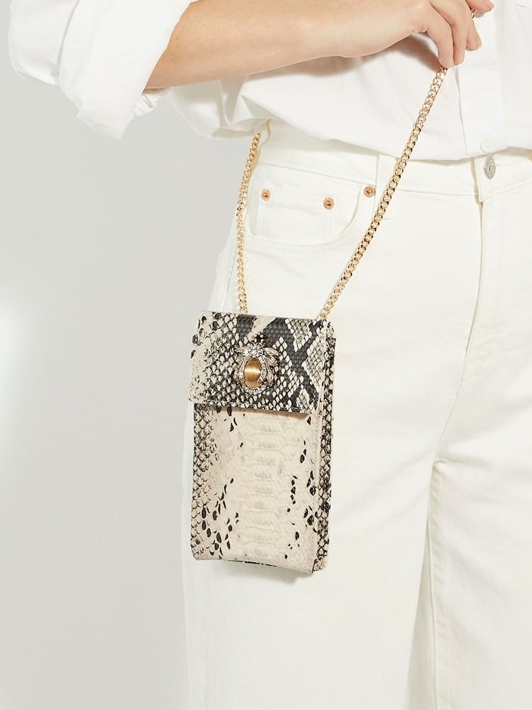 Dune London Black Ground Saskias Bug Trim Phone Cross-Body Bag - Image 1 of 6