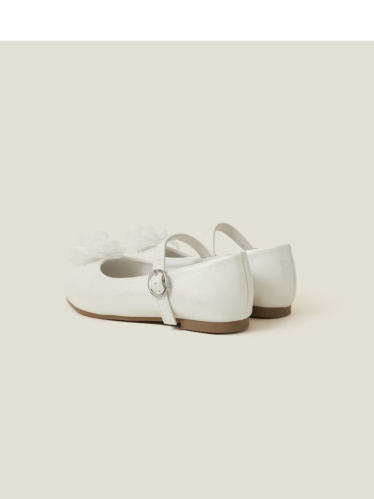 Angels By Accessorize Grey Girls Flower Ballet Flats - Image 2 of 3