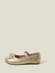 Angels By Accessorize Gold Girls Flower Ballet Flats - Image 2 of 3