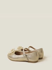 Angels By Accessorize Gold Girls Flower Ballet Flats - Image 3 of 3